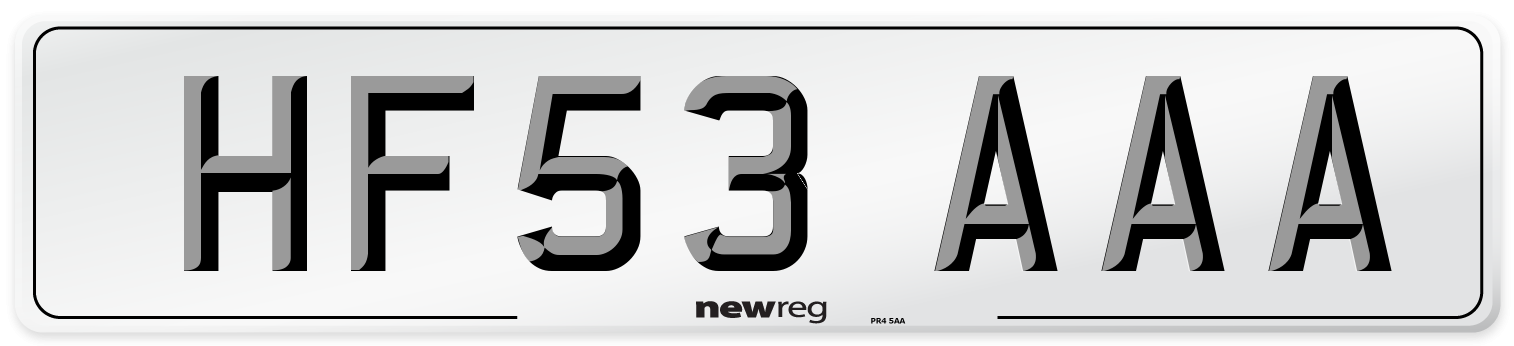 HF53 AAA Number Plate from New Reg
